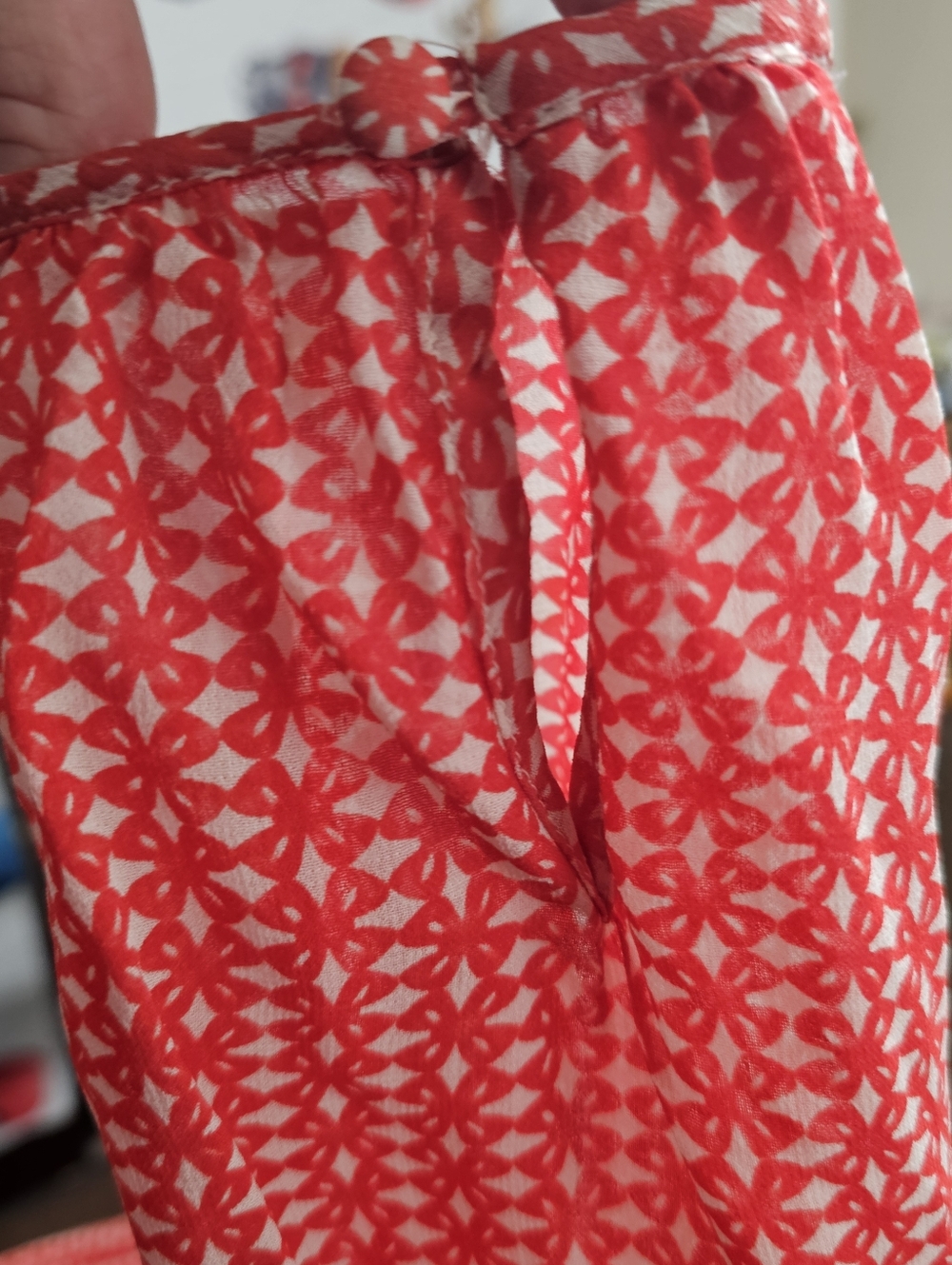 Lucky Brand Sheer Beaded Boho Peasant Blouse Orange Flowy Loose Womens Medium - Picture 9 of 12
